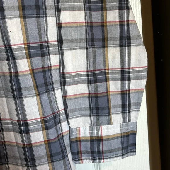 Wrangler men’s western blue and white plaid pearl snap shirt size large - Picture 6 of 8